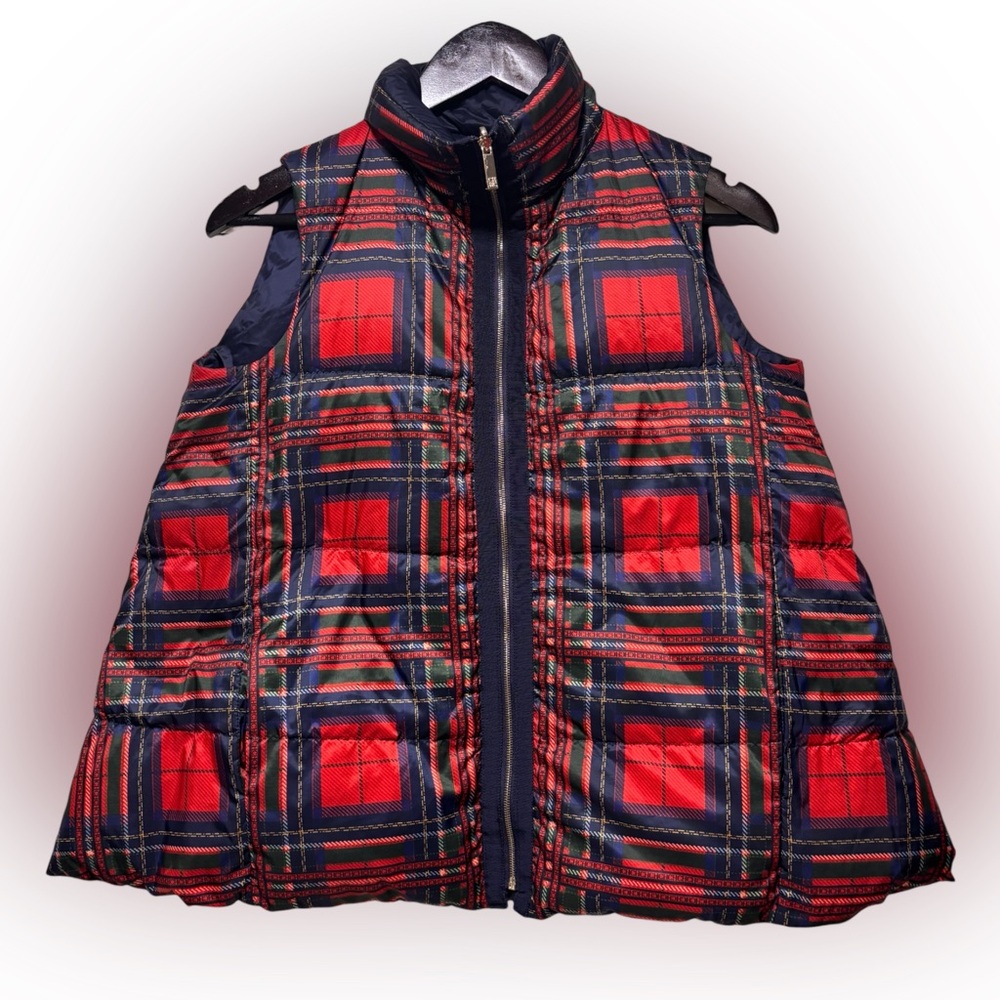 Carolina Herrera Reversible Acolchoado Puffer Vest Women’s Size XS Plaid Navy